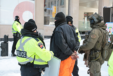 Police Break Up Ottawa Truck Protest : February 2022 : Personal Photo Projects : Photos : Richard Moore : Photographer